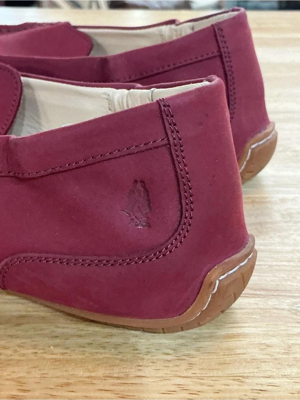 Hush Puppies Burgundy Nubuck Leather Driving Loafers Women’s Size 8 Comfort Shoe